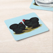 Cochins Black Bantam Pair Rechteckiger Pappuntersetzer (angewinkelt)