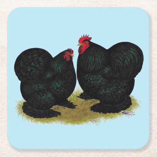Cochins Black Bantam Pair Rechteckiger Pappuntersetzer (Vorderseite)
