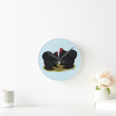 Cochins Black Bantam Pair Runde Wanduhr (Zuhause)
