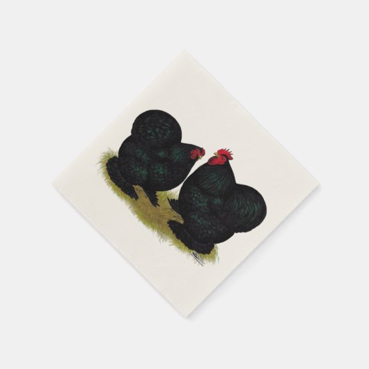 Cochins Black Bantam Pair Serviette (Ecke)