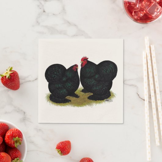 Cochins Black Bantam Pair Serviette (Beispiel)