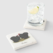 Cochins Black Bantam Pair Steinuntersetzer (Seitenansicht)