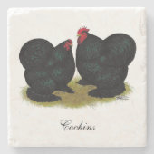 Cochins Black Bantam Pair Steinuntersetzer (Vorderseite)