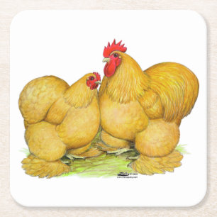 Cochins Buff Pair Rechteckiger Pappuntersetzer