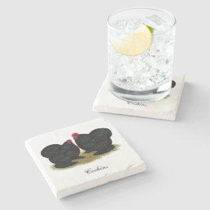 Cochins schwarze kleine Paare Steinuntersetzer