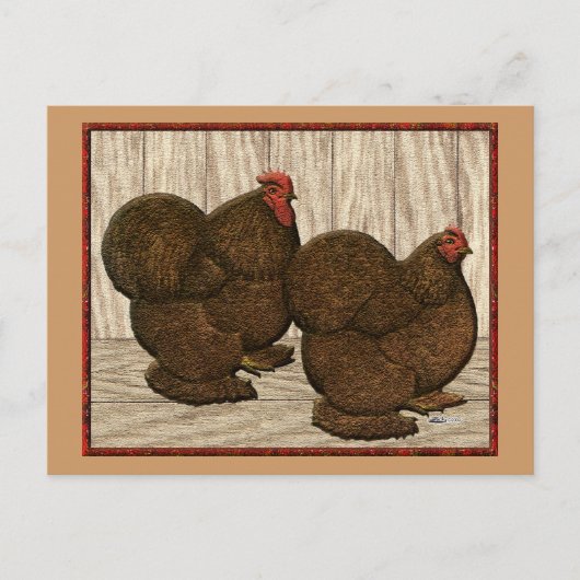 Cochins: Texturierte rote Bantams Postkarte (Vorderseite)