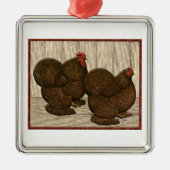 Cochins: Texturierte rote Bantams Silbernes Ornament (Vorne)