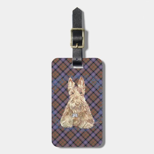 Cochran Tartan Scottie Gepäckanhänger (Vorderseite vertikal)