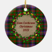 Cochrane Clan Abzeichen & Tartan Personalisierte W Keramik Ornament (Hinten)