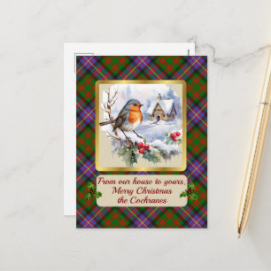 Cochrane Tartan mit Robin Personalisiert Feiertagspostkarte