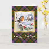 Cochrane Tartan w/Robin Personalized Xmas Karte (Gelbe Blume)