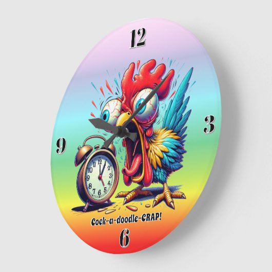 Cock-a-doodle-CRAP! Große Wanduhr (Winkel)