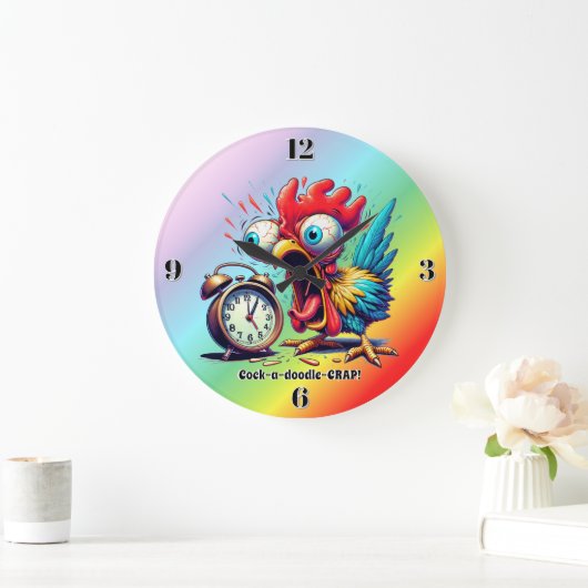 Cock-a-doodle-CRAP! Große Wanduhr (Zuhause)