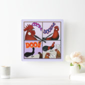 Cock-A-Doodle-Doo! Quadratische Wanduhr (Zuhause)