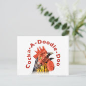 Cock-A-Doodle-Doo-Rooster Postkarte (Stehend Vorderseite)