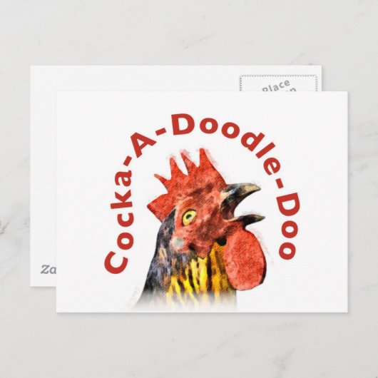 Cock-A-Doodle-Doo-Rooster Postkarte (Vorne/Hinten)