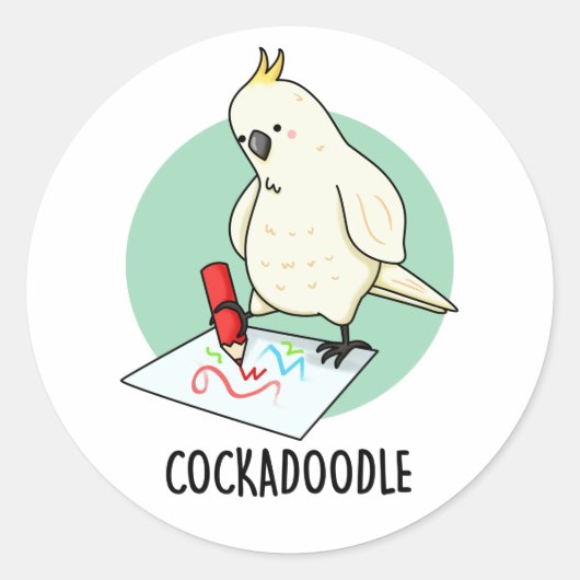 Cockadoodle Funny Cockatoo Pub Runder Aufkleber (Vorderseite)