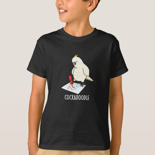Cockadoodle Funny Cockatoo Pun Dark BG T-Shirt (Vorderseite)