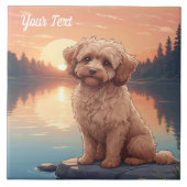 Cockapoo am See Fliese (Vorderseite)