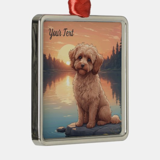 Cockapoo am See Ornament Aus Metall (Rechts)