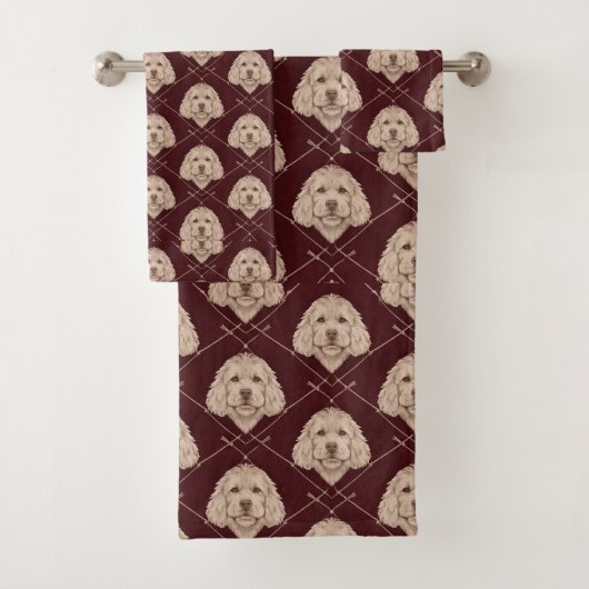 Cockapoo-Badezimmer-Handtuch-Set Süßes Hundemuster Badhandtuch Set (Insitu)
