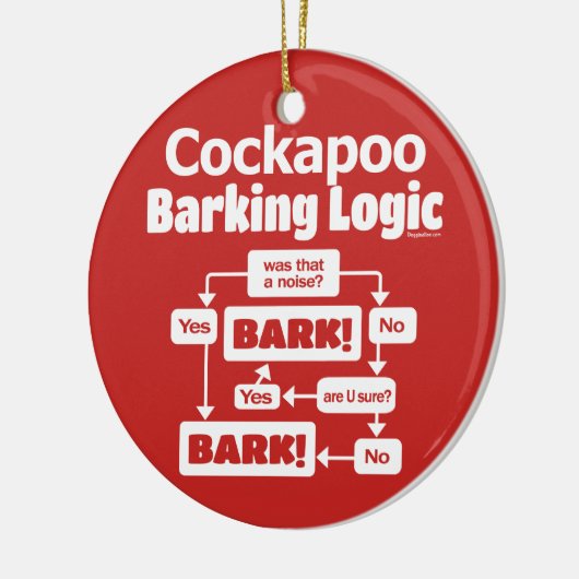 Cockapoo Barking Logic Keramik Ornament (Links)