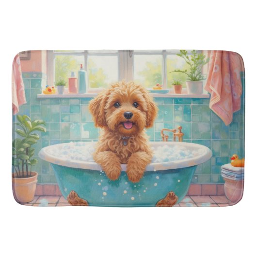Cockapoo Bath Time Cute Bathroom Decor Badematte (Vorderseite)