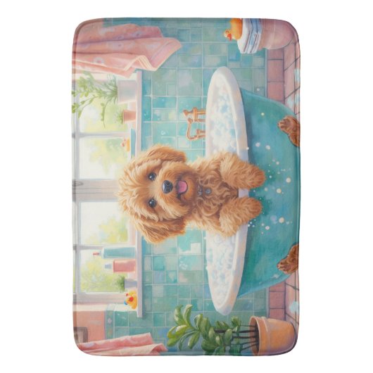 Cockapoo Bath Time Cute Bathroom Decor Badematte (Vorderseite Vertikal)