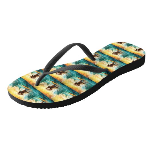 Cockapoo Beach Surfgrafik Badesandalen (Schrägansicht)
