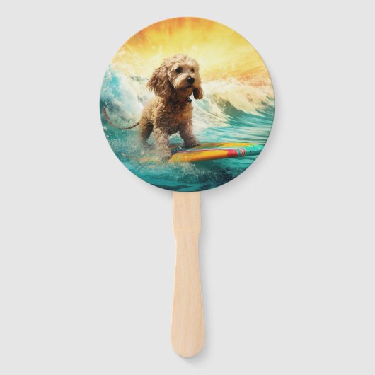 Cockapoo Beach Surfgrafik Fächer (Rückseite)