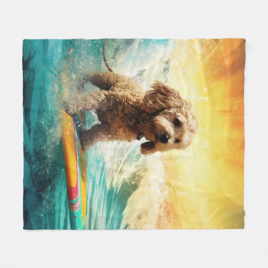 Cockapoo Beach Surfgrafik Fleecedecke (Vorderseite (Horizontal))