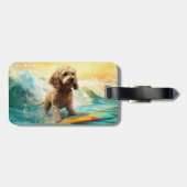 Cockapoo Beach Surfgrafik Gepäckanhänger (Rückseite horizontal)