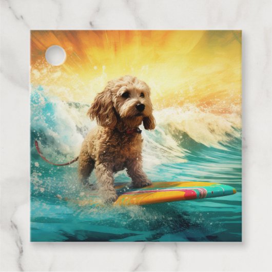 Cockapoo Beach Surfgrafik Geschenkanhänger (Vorderseite)