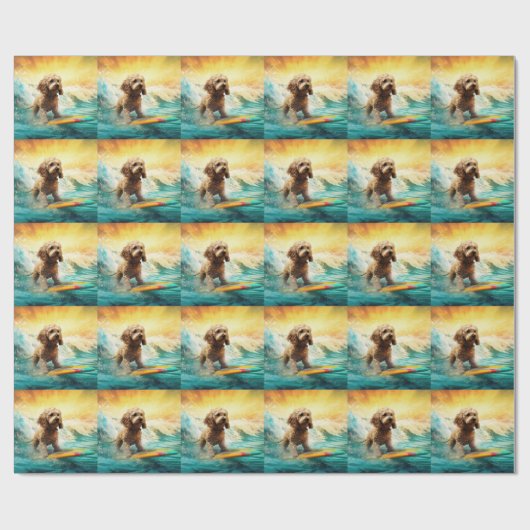 Cockapoo Beach Surfgrafik Geschenkpapier (Flach)