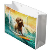 Cockapoo Beach Surfgrafik Große Geschenktüte (Vorderseite Schrägansicht)