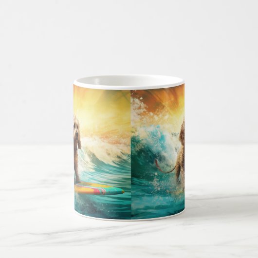 Cockapoo Beach Surfgrafik Kaffeetasse (Mittel)