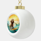 Cockapoo Beach Surfgrafik Keramik Kugel-Ornament (Rechts)