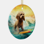 Cockapoo Beach Surfgrafik Keramik Ornament (Rechts)