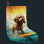 Cockapoo Beach Surfgrafik Kleiner Weihnachtsstrumpf<br><div class="desc">Tauchen Sie ein in die spielerische Welt des Kaninchen-Abenteuers mit diesem faszinierenden Bild. Ein gepflegter Hund geht zu den Wellen und reitet geschickt auf einem sonnengeküssten Strand. Das lebendige Kunstwerk vereint wunderbar das Wesentliche der Erregung am Strand, während der Hund furchtlos auf den Wellen reitet und den Geist von Spaß...</div>