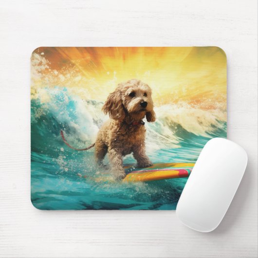 Cockapoo Beach Surfgrafik Mousepad (Mit Mouse)