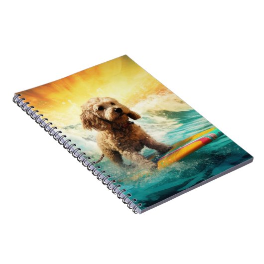 Cockapoo Beach Surfgrafik Notizblock (Rechte Seite)
