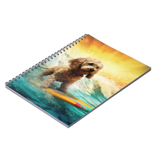 Cockapoo Beach Surfgrafik Notizblock (Linke Seite)