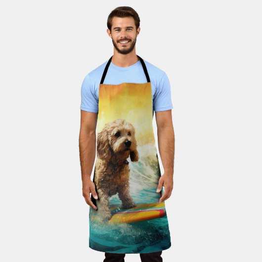 Cockapoo Beach Surfgrafik Schürze (Getragen)