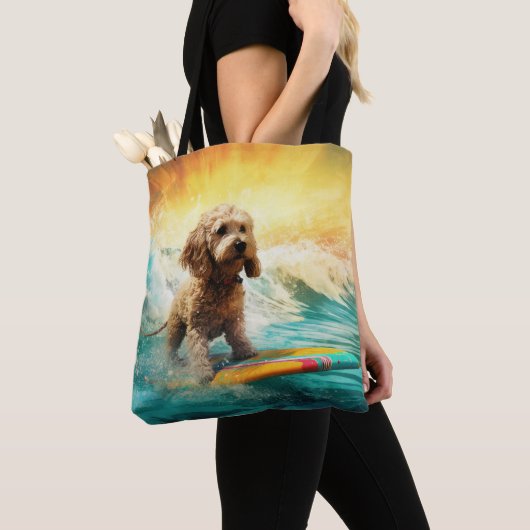 Cockapoo Beach Surfgrafik Tasche (Von Nahem)