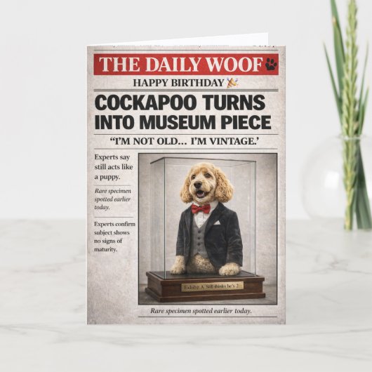 Cockapoo Birthday Card Funny Dog Vintage Joke Karte (Vorderseite)