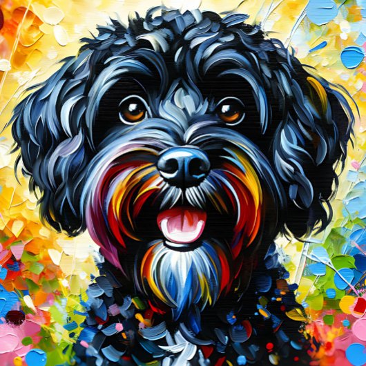 Cockapoo Black Dog Portrait Akryllische Art Print Puzzle