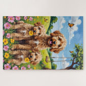 Cockapoo Buttercup Wiesen Kunst Puzzle (Horizontal)