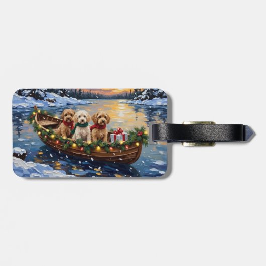 Cockapoo Christmas Boat Holiday Gepäckanhänger (Rückseite horizontal)