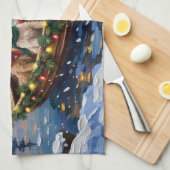 Cockapoo Christmas Boat Holiday Geschirrtuch (Viertel Falte)