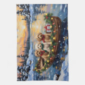 Cockapoo Christmas Boat Holiday Geschirrtuch (Vertikal)